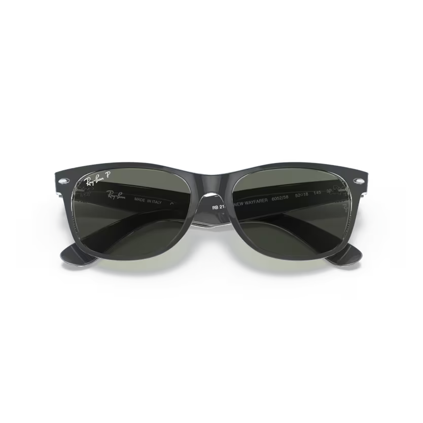 Folded view of rayban new wayfarer #color_black on transparent