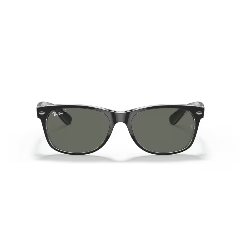 Front view of rayban new wayfarer #color_black on transparent