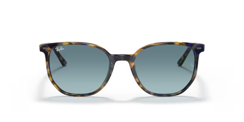 Front view of rayban elliot #color_yellow & blue havana