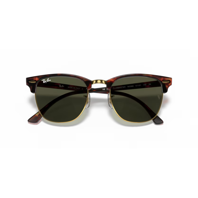 Folded view of rayban clubmaster classic #color_MOCK TORTOISE ON ARISTA