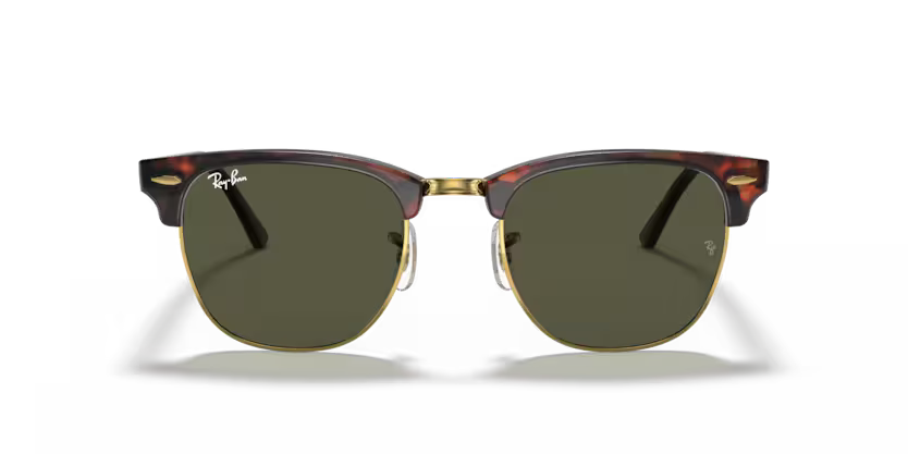 Front view of rayban clubmaster classic#color_MOCK TORTOISE ON ARISTA