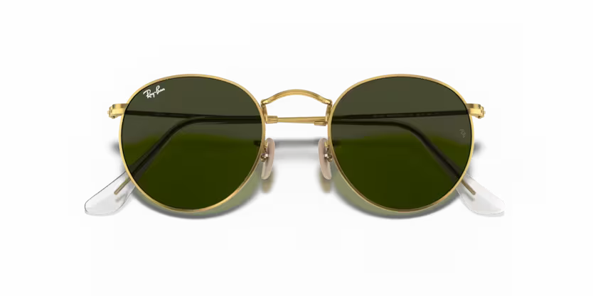 Folded view of rayban round metal #color_arista