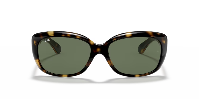 Front view of rayban jackie ohh #color_light havana green lenses