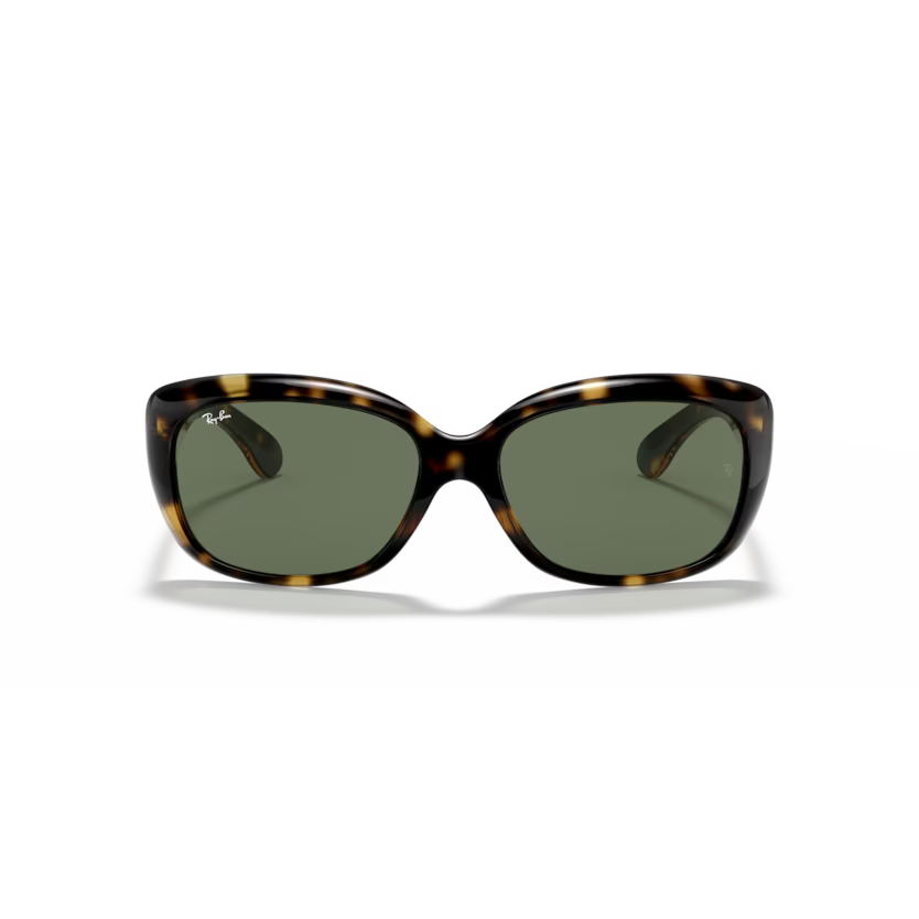 Front view of rayban jackie ohh #color_light havana green lenses