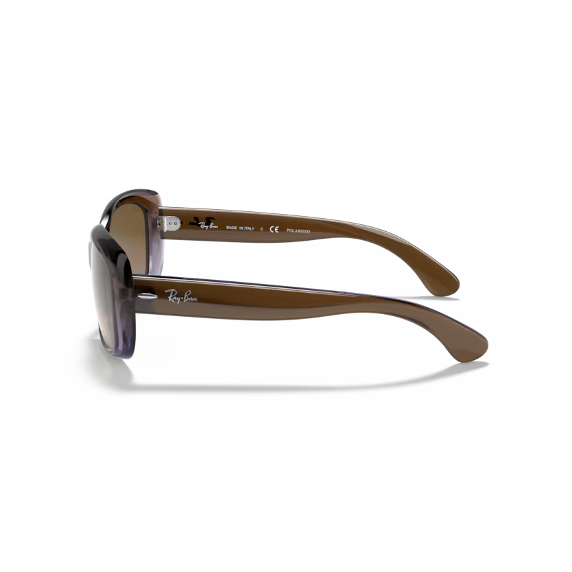 Side view of rayban jackie ohh #color_brown gradient lilac