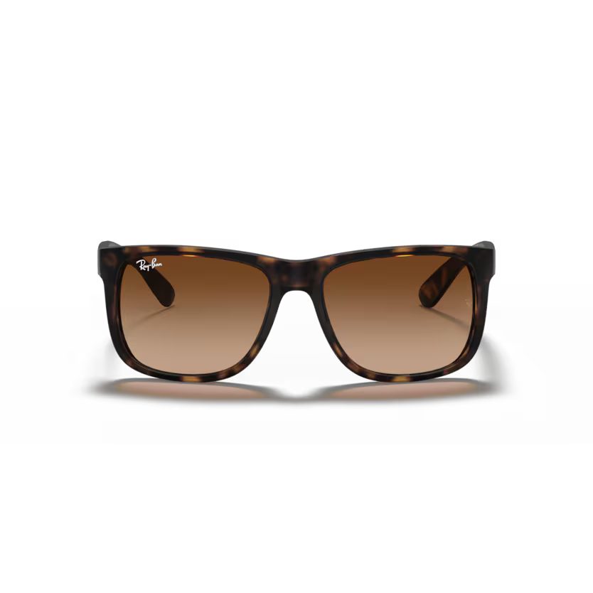 Front view of rayban justin#color_rubber light havana