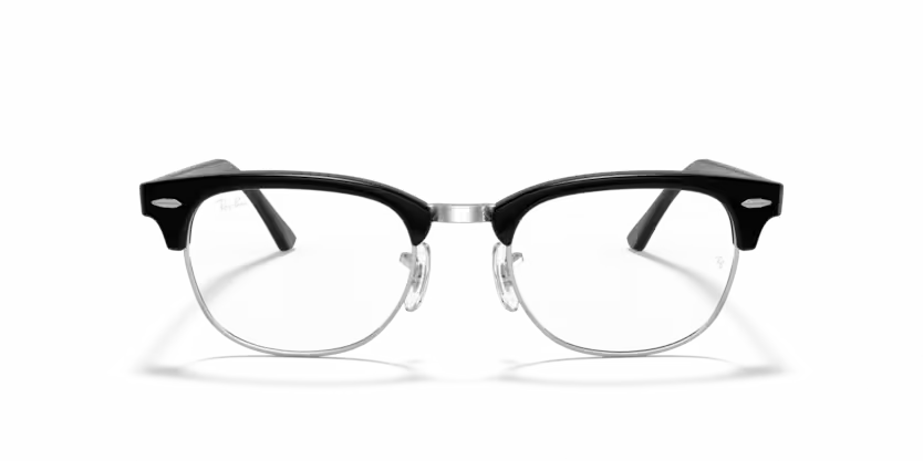 Front view of rayban clubmaster optics frame #color_black