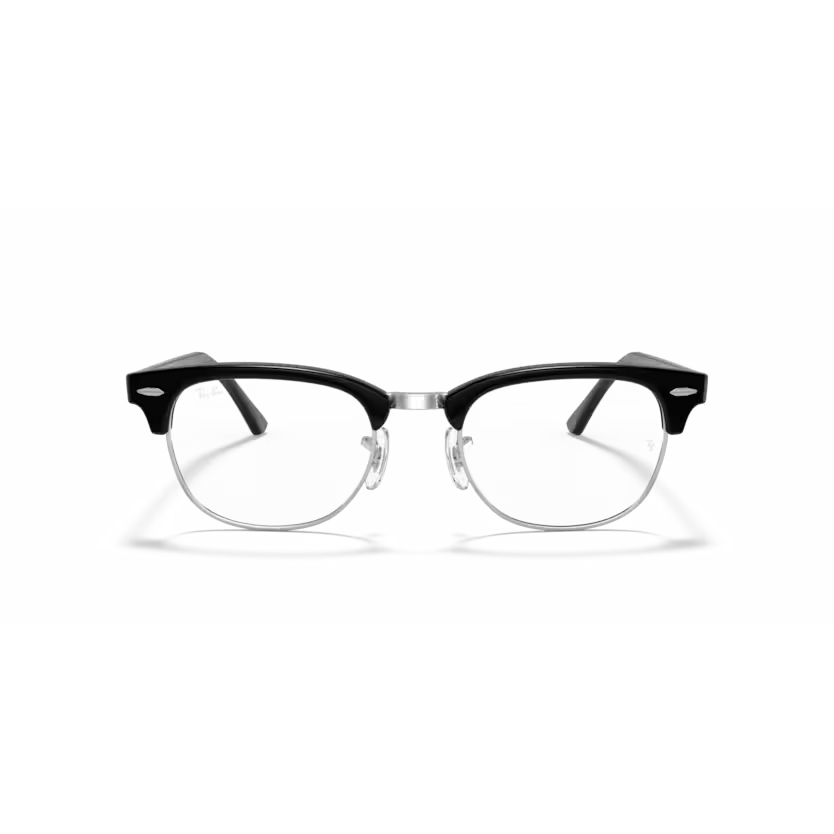 Front view of rayban clubmaster optics frame #color_black
