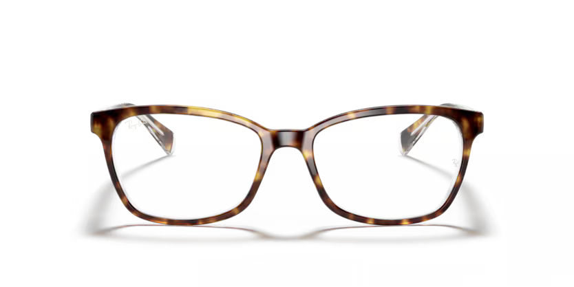 Front view of rayban optics frame #color_dark havana