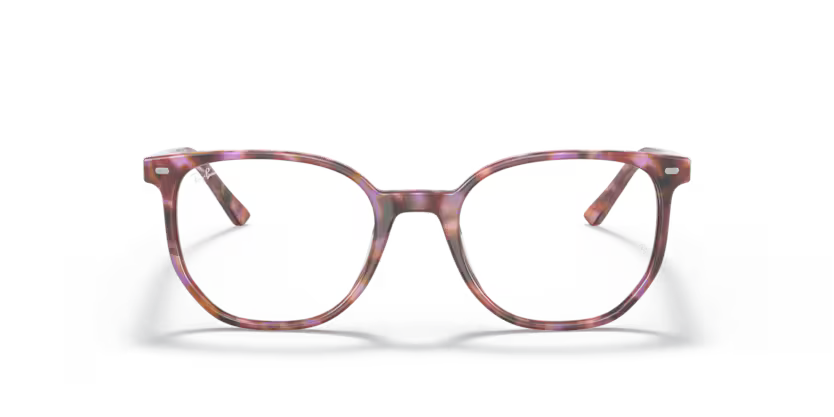 Front view of rayban elliot optics frame #color_brown & violet havana