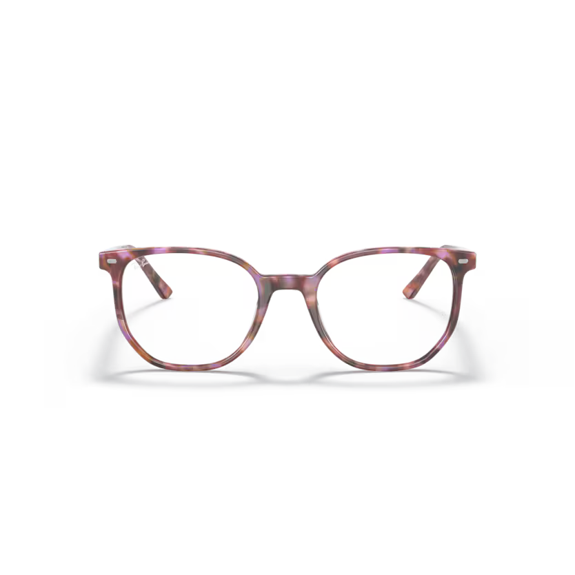 Front view of rayban elliot optics frame #color_brown & violet havana