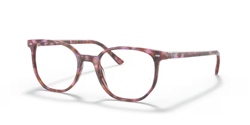 Side view of rayban elliot optics frame #color_brown & violet havana