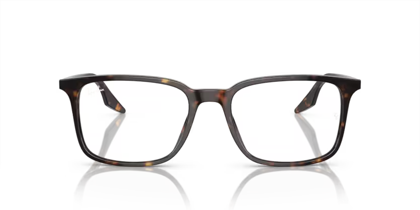 Front view of rayban elliot optics frame #color_brown & violet havana