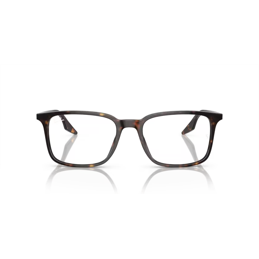 Front view of rayban elliot optics frame #color_brown & violet havana