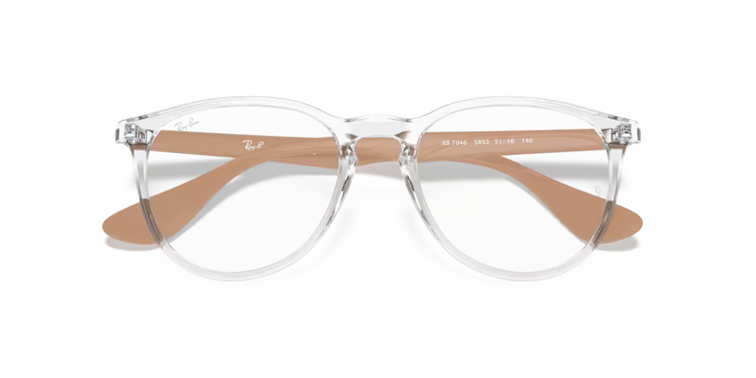 Folded view of rayban erika optics frame #color_transparent