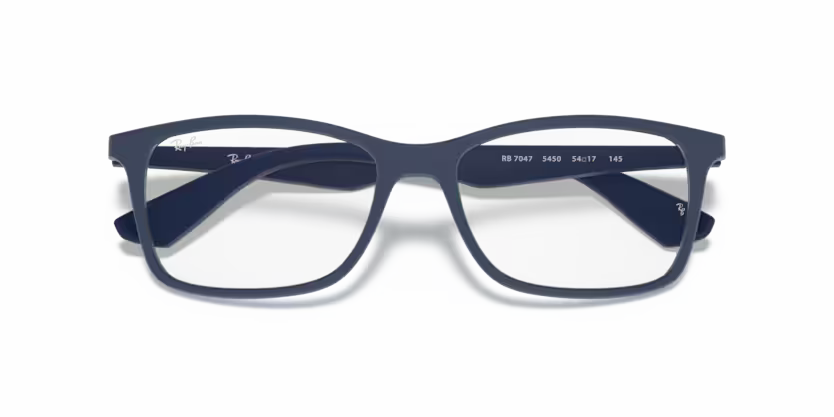 Folded view of rayban optics frame #color_matte transparent blue