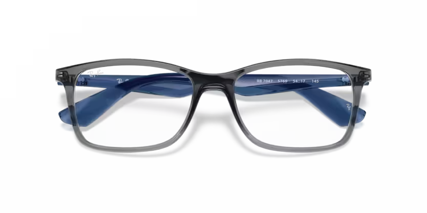 Folded view of rayban optics frame #color_transparent grey