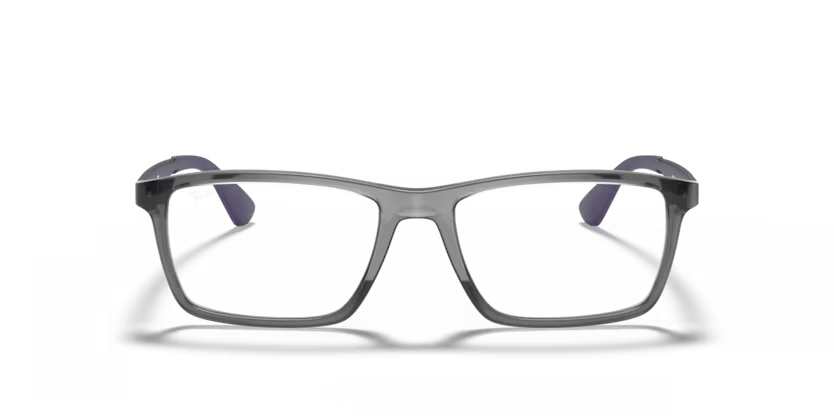 Front view of rayban optics frame #color_transparent grey