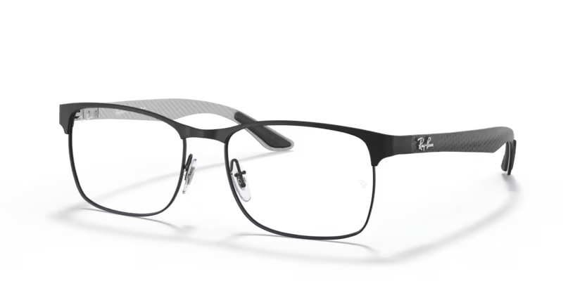 Side view of rayban optics frame #color_Matte black on gunmetal