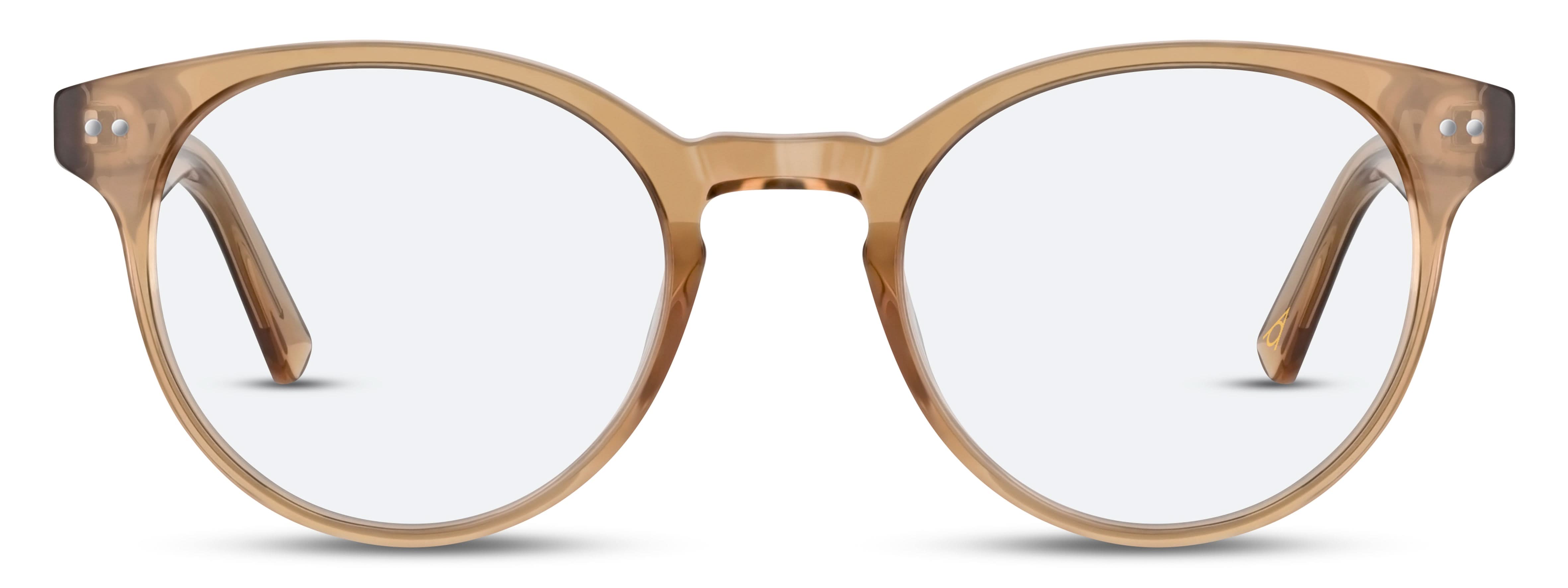 Front view of Arhlo frame ARH014#color_C2 Polished Brown Crystal
