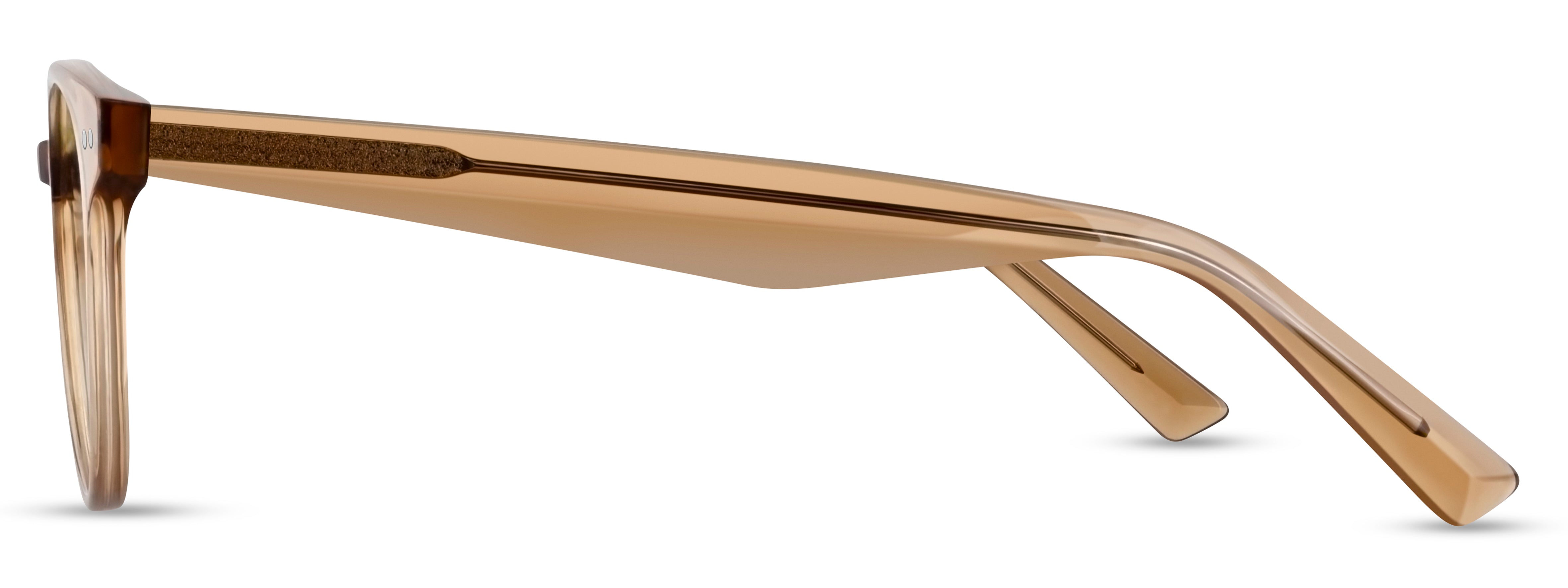 Angled view of Arhlo frame ARH014#color_C2 Polished Brown Crystal