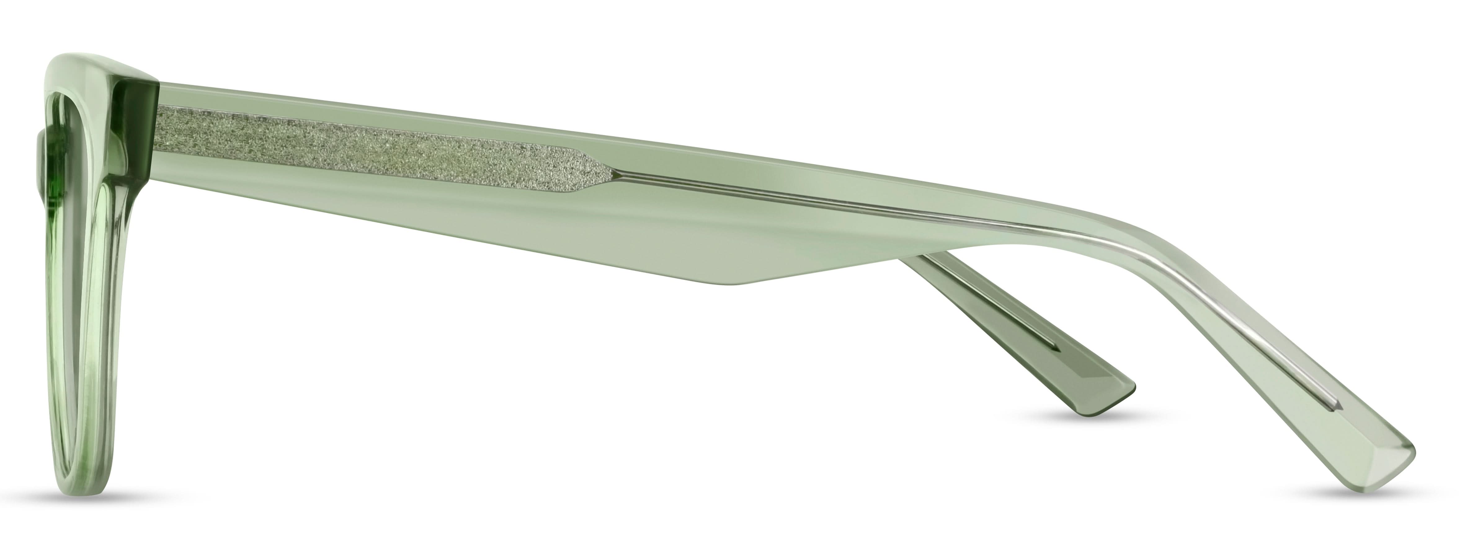 Angled view of Arhlo frame ARH017#C1 Polished Green Crystal