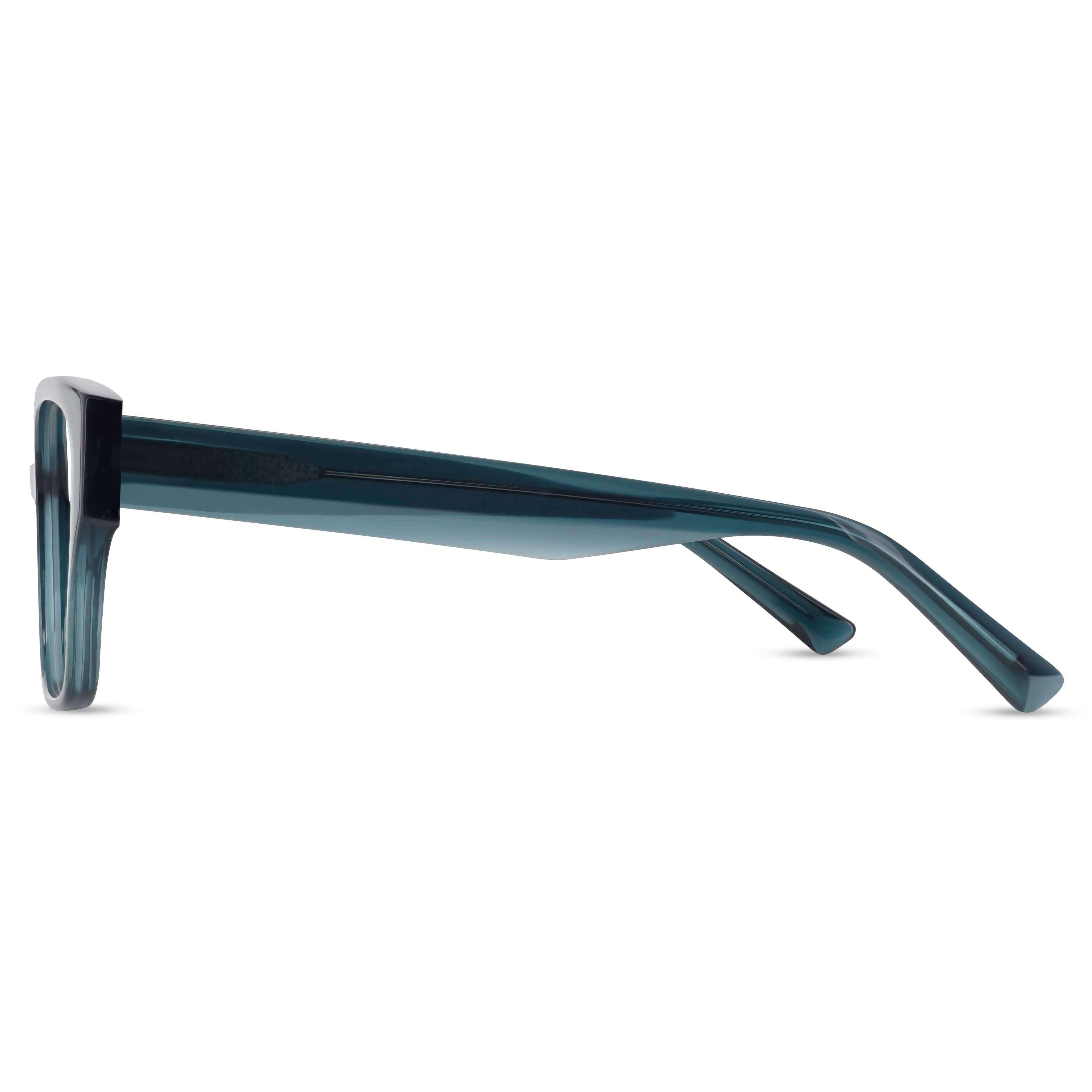 Angled view of Arhlo frame ARH021#C1 Polished Teal Crystal