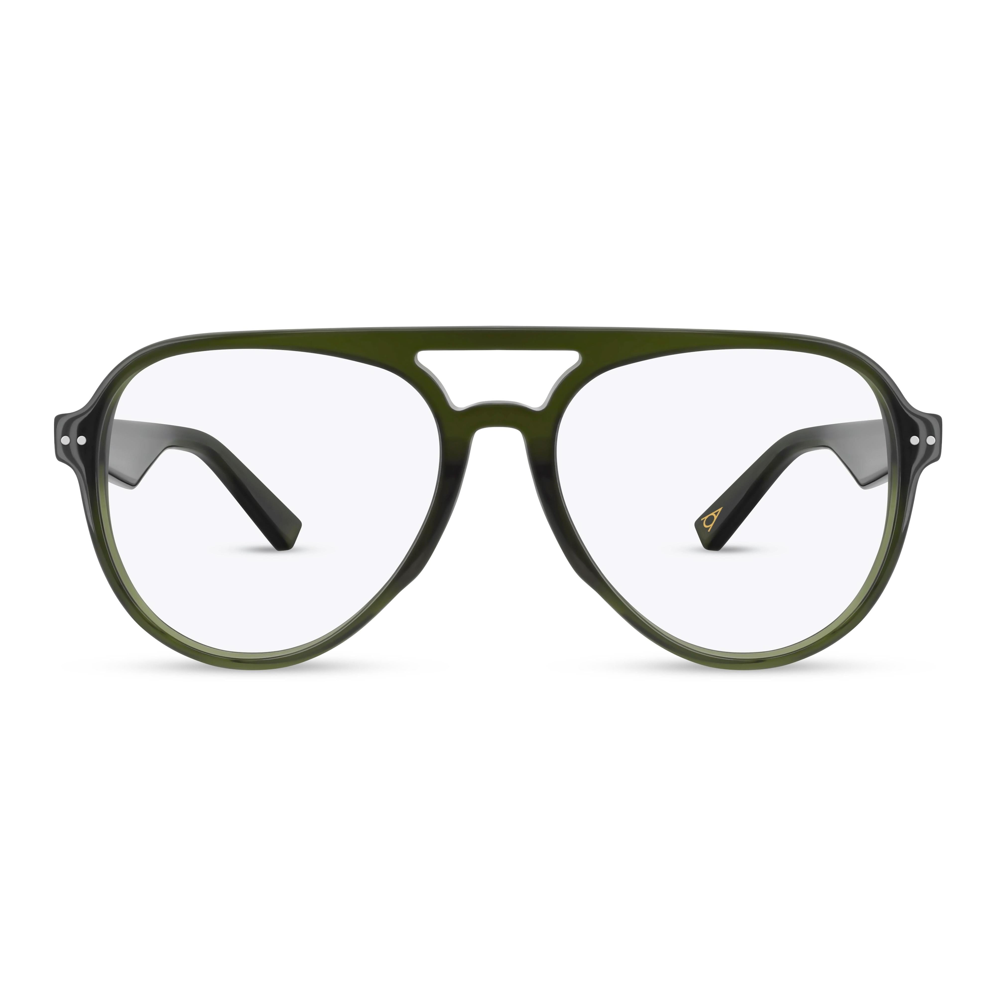 Front view of Arhlo frame ARH032#color_C2 Olive Crystal