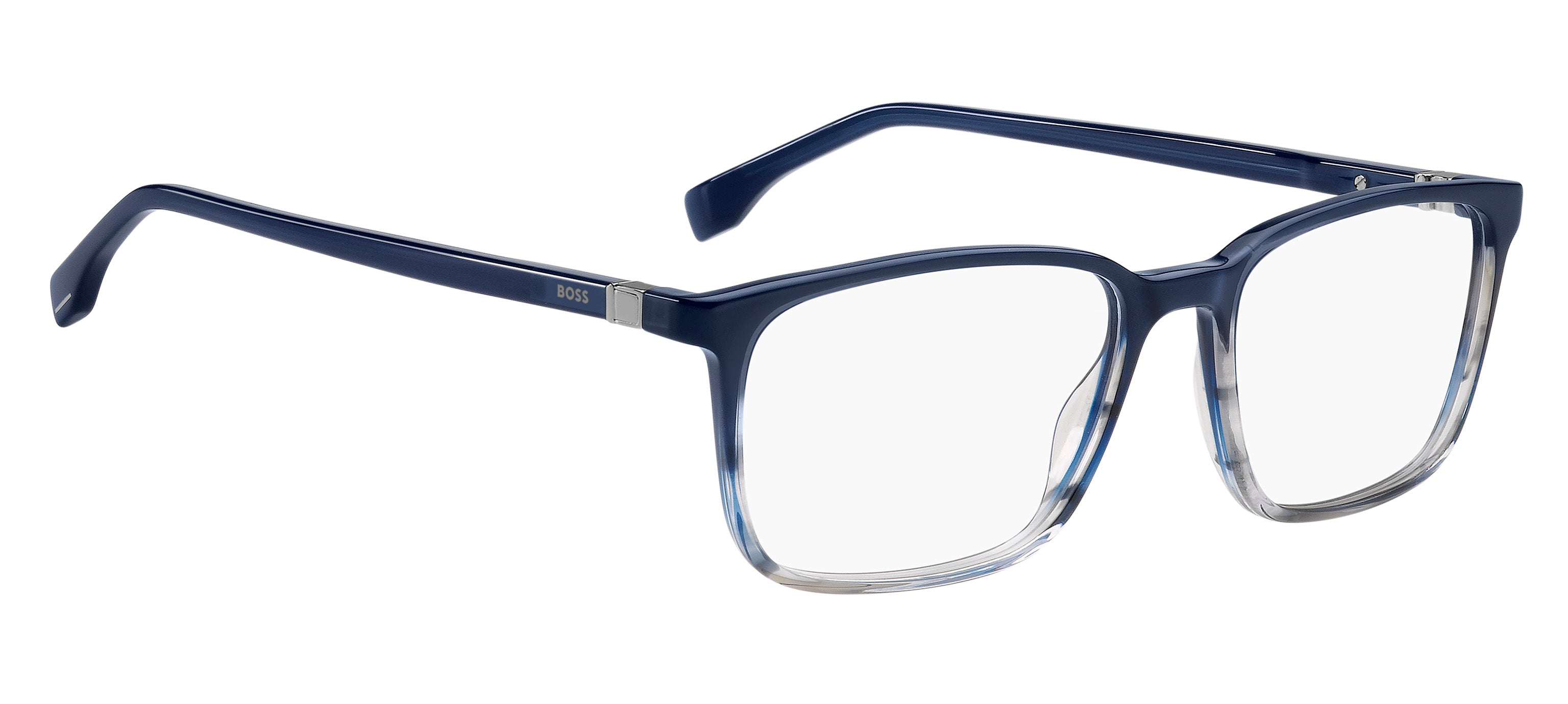 Left view of hugo boss 1436 frame #color_blue horn grey