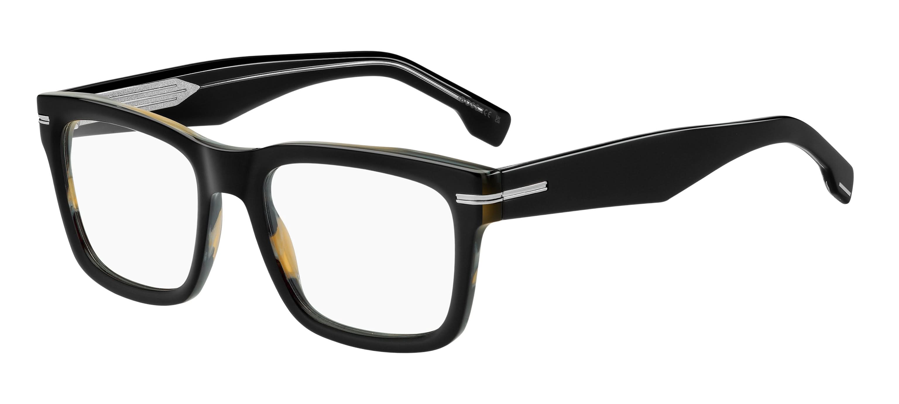 Left view of hugo boss 1720 frame #color_black stripped white