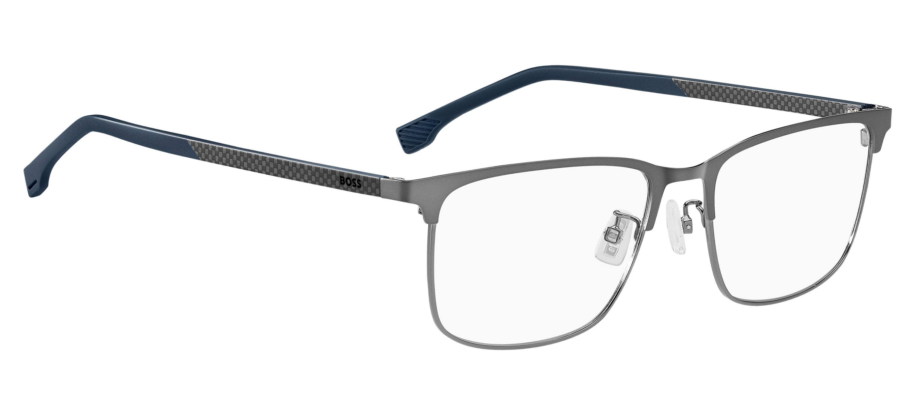 Side view of hugo boss 1802 frame #color_matte dark ruthenium blue