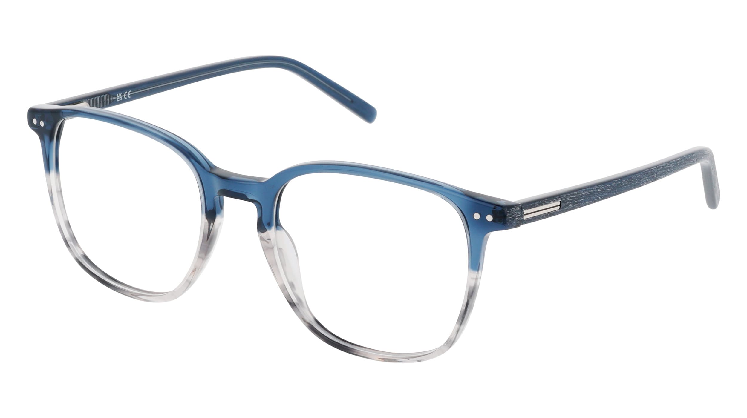 Angled view of Duncan and Todd frame FOREST5219C2-navy-grey-transparent#color_navy grey transparent