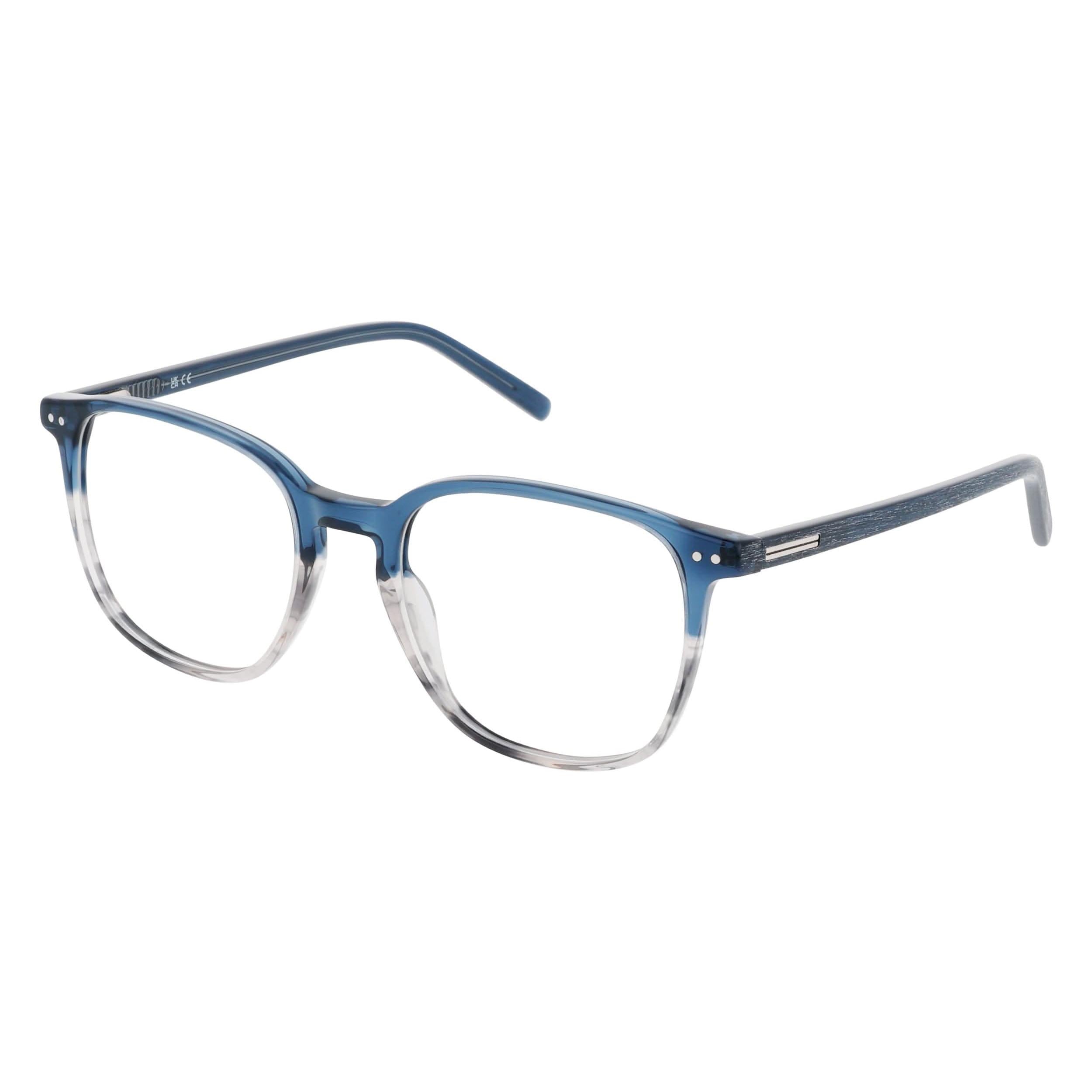 Angled view of Duncan and Todd frame FOREST5219C2-navy-grey-transparent#color_navy grey transparent