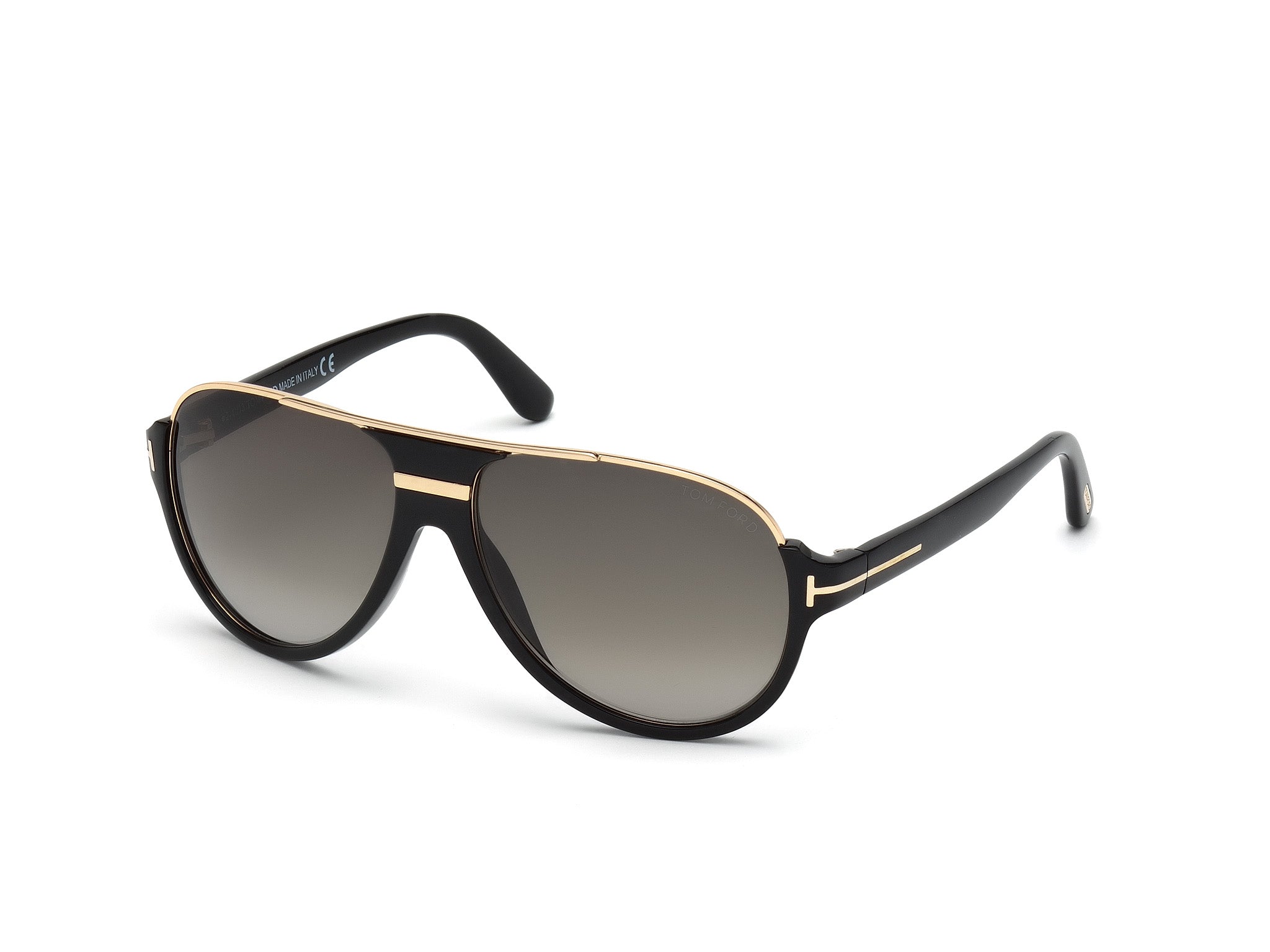 Black sunglasses with gold accents on a white background#color_Shiny Black