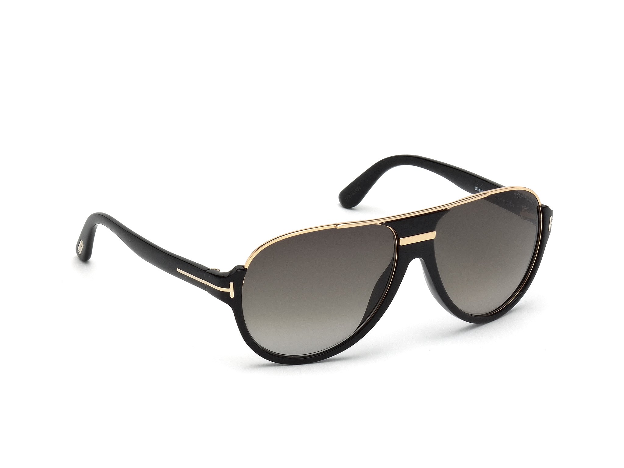 Black sunglasses with gold accents on a white background#color_Shiny Black