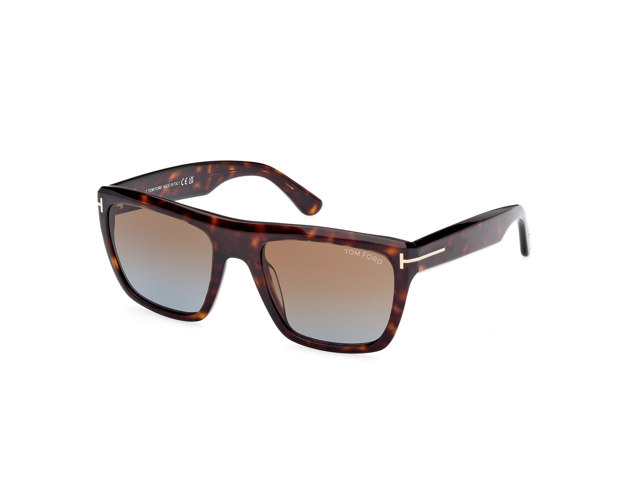 Side Front view of Tom Ford Alberto 1#color_Shiny Dark Havana