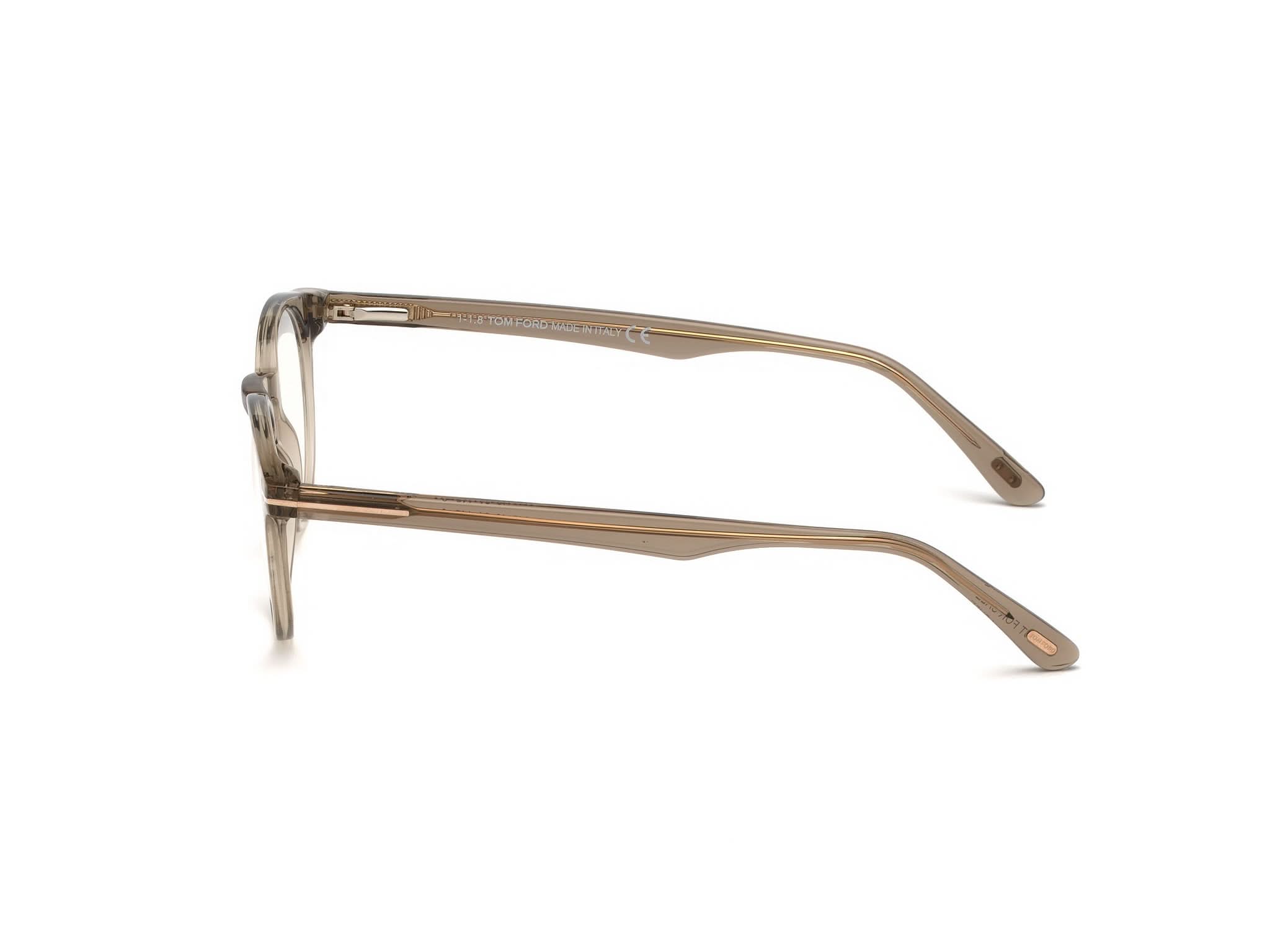 90 deg view of Tom Ford FT5557 1#color_Shiny Translucent Light Brown