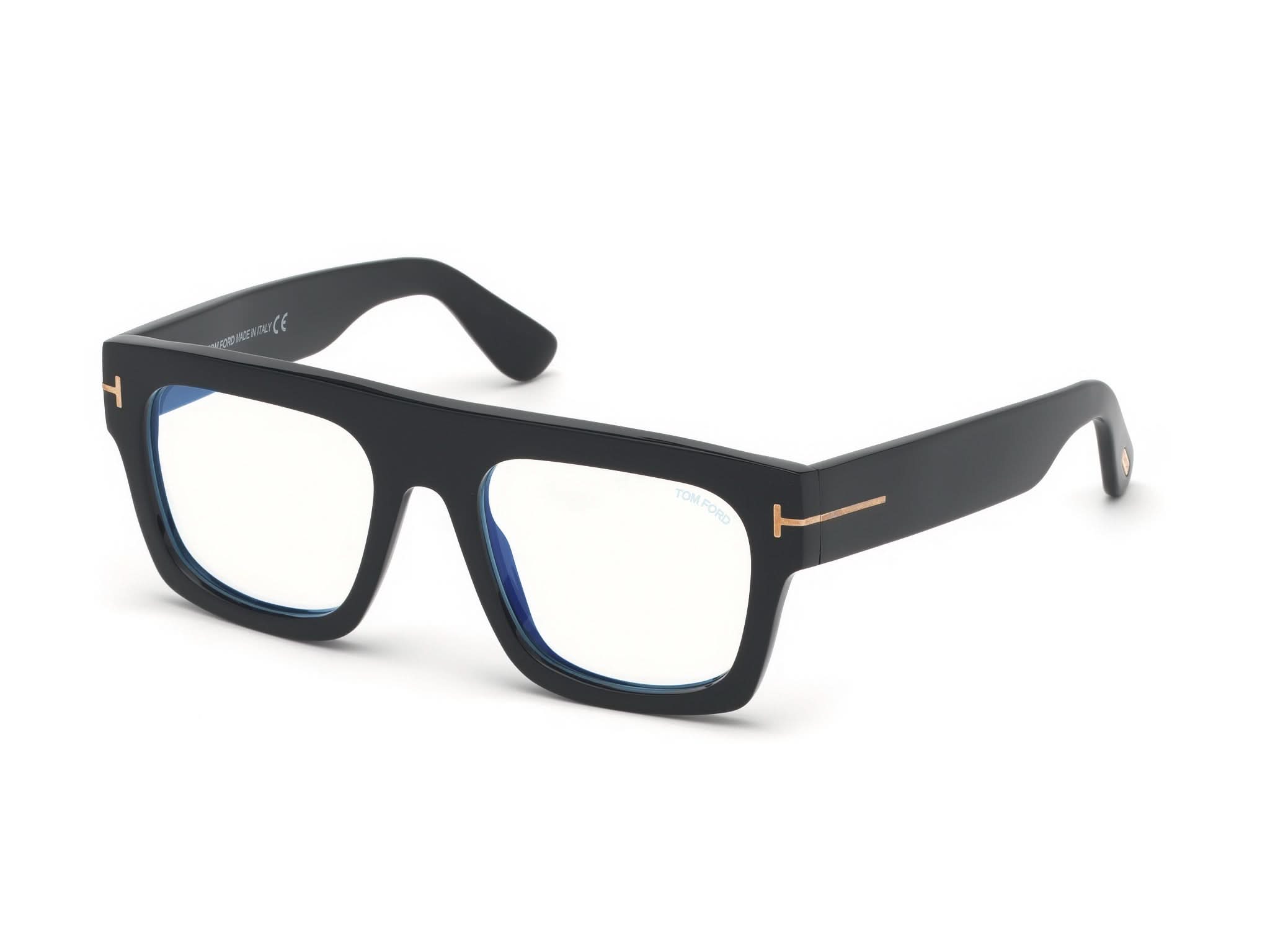Side Front view of Tom Ford FT5557 1#color_Shiny Translucent Light Brown