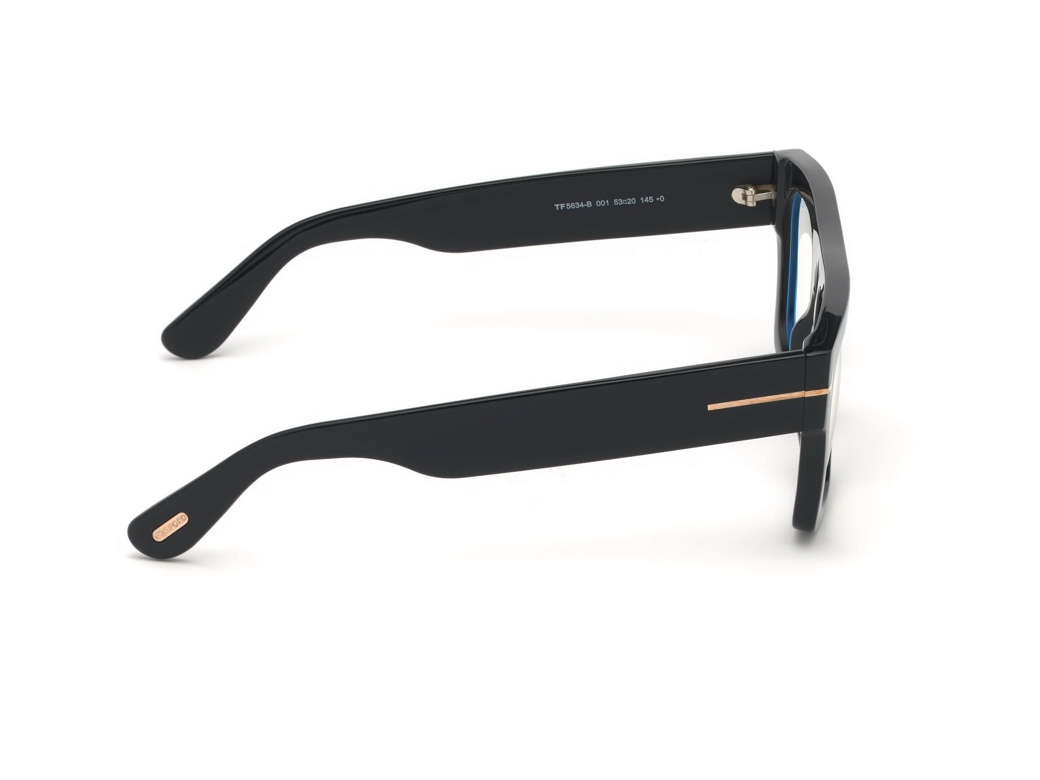 Right side view of Tom Ford FT5557 1#color_Shiny Translucent Light Brown