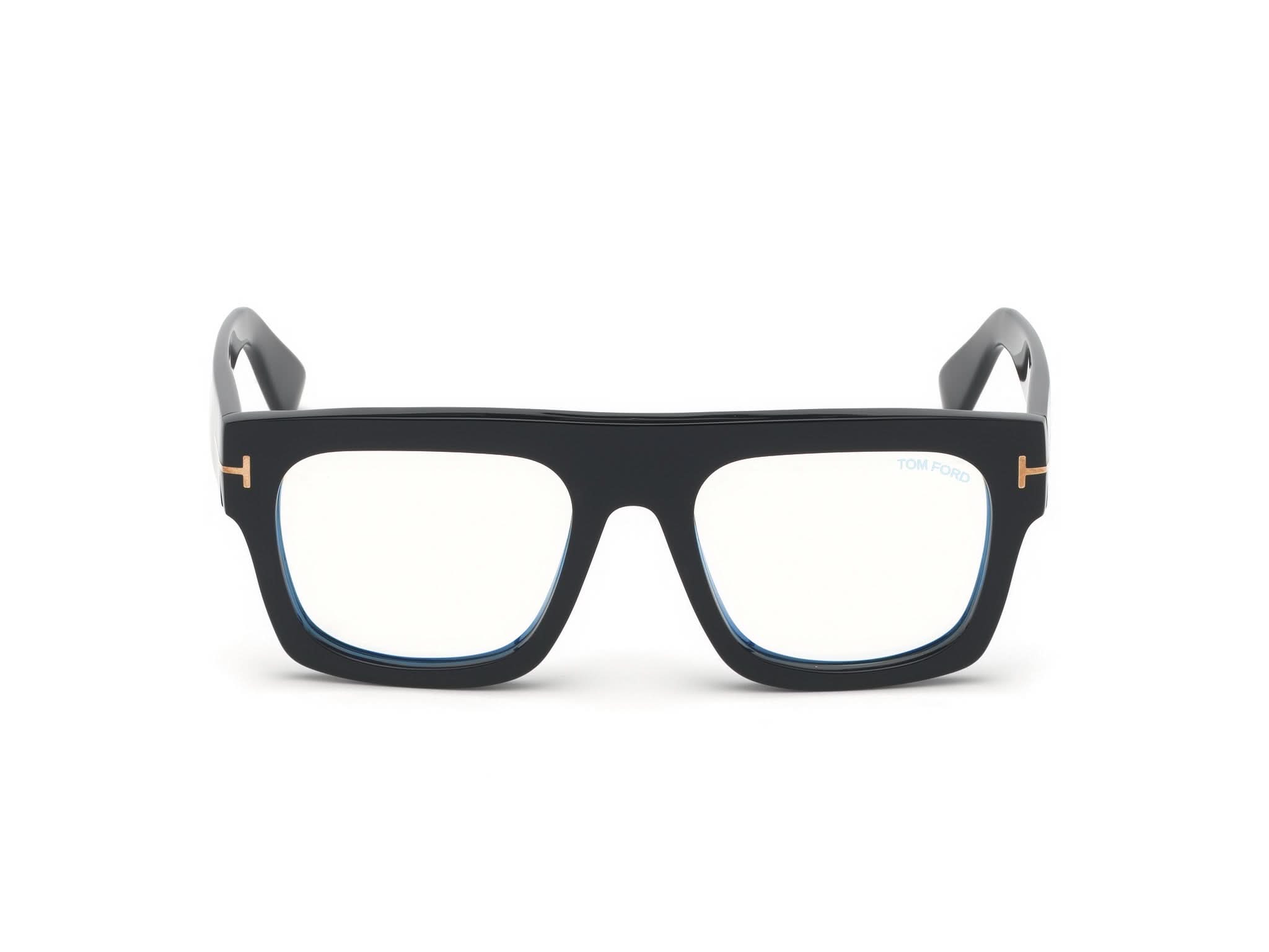 Front view of Tom Ford FT5557 1#color_Shiny Translucent Light Brown