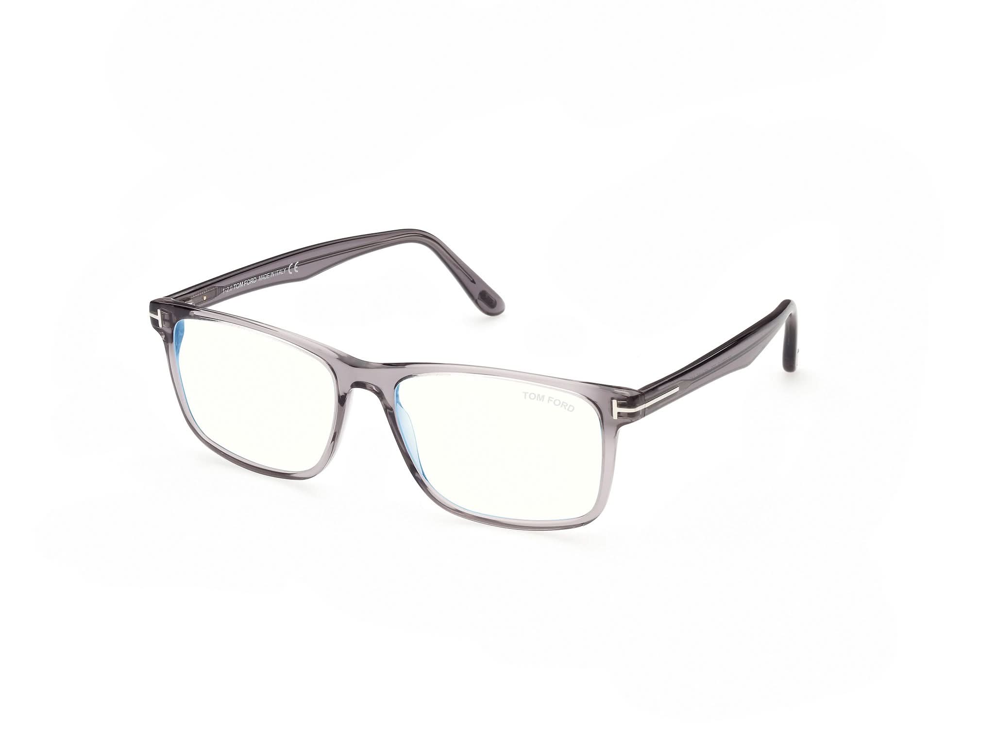 Side Front view of Tom Ford FT5557 1#color_grey translucent