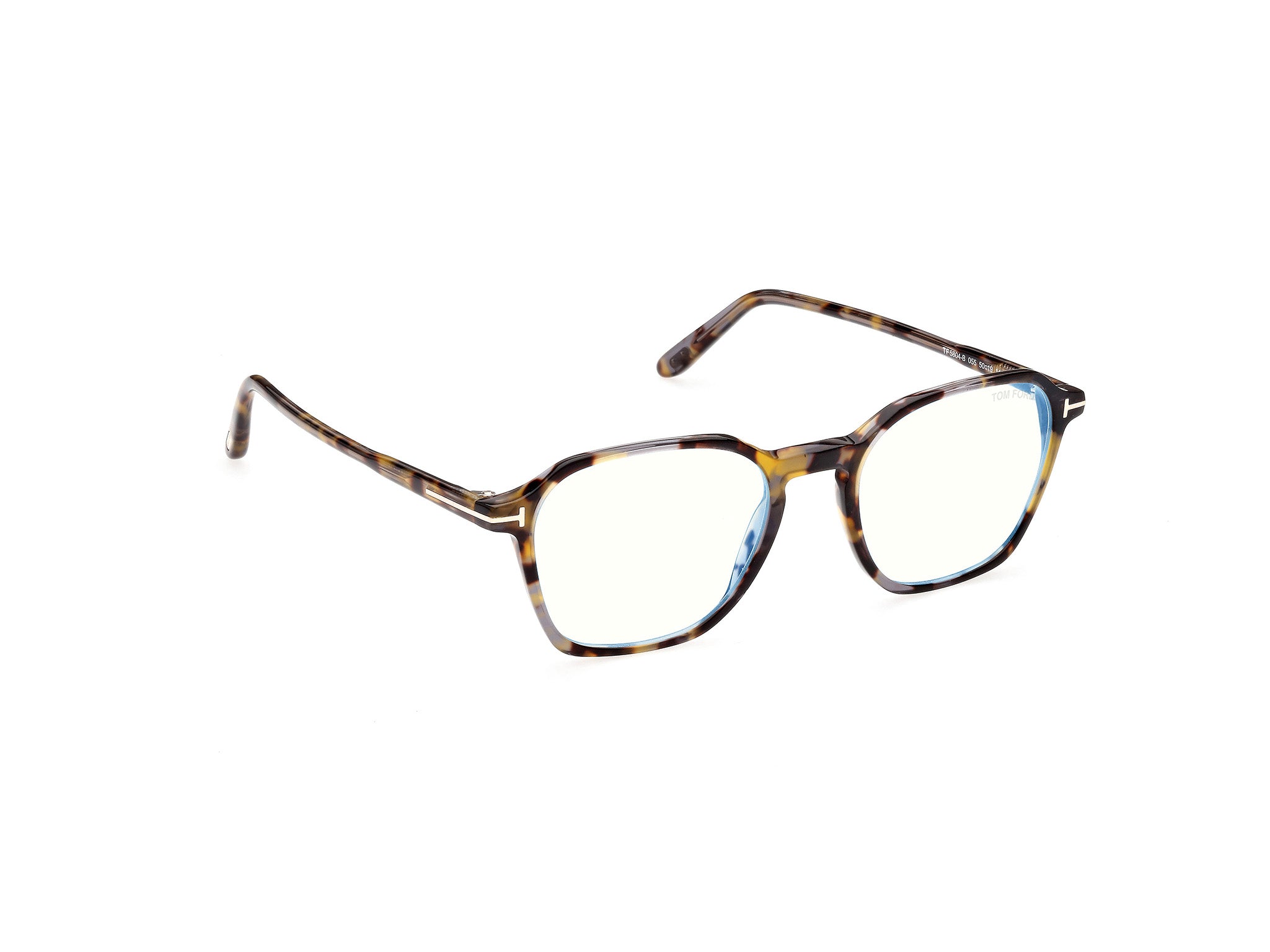 Side Front view of Tom Ford FT5804 1#color_shiny grey crystal havana