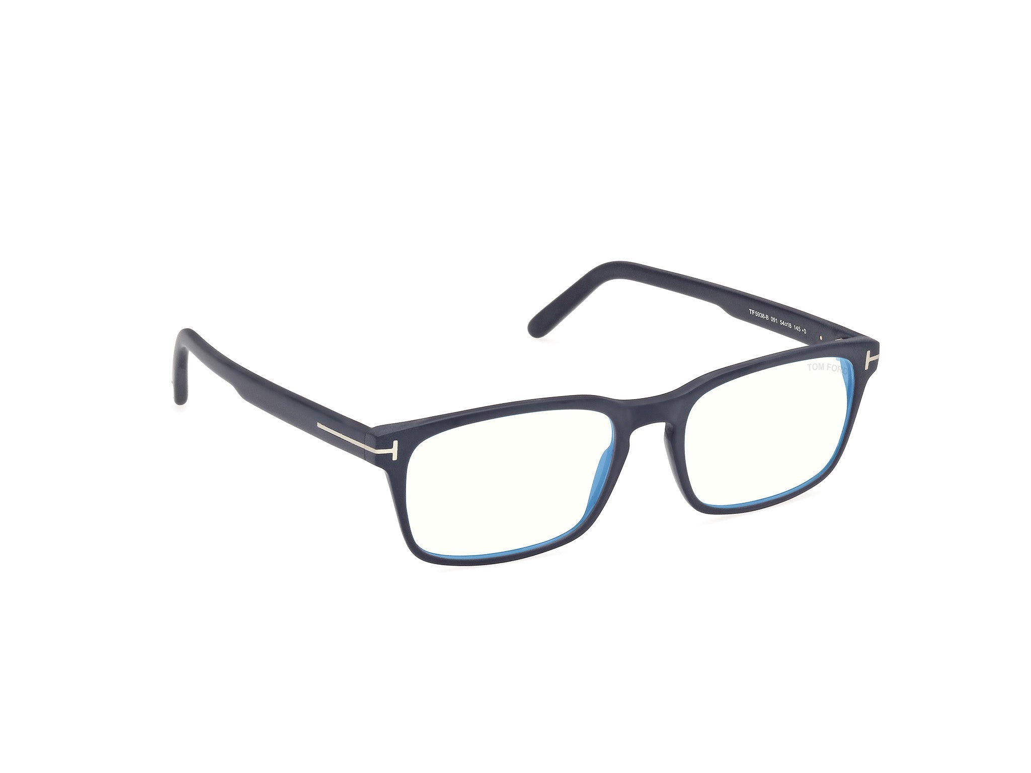 Side Front view of Tom Ford FT5938 1#color_matte blue