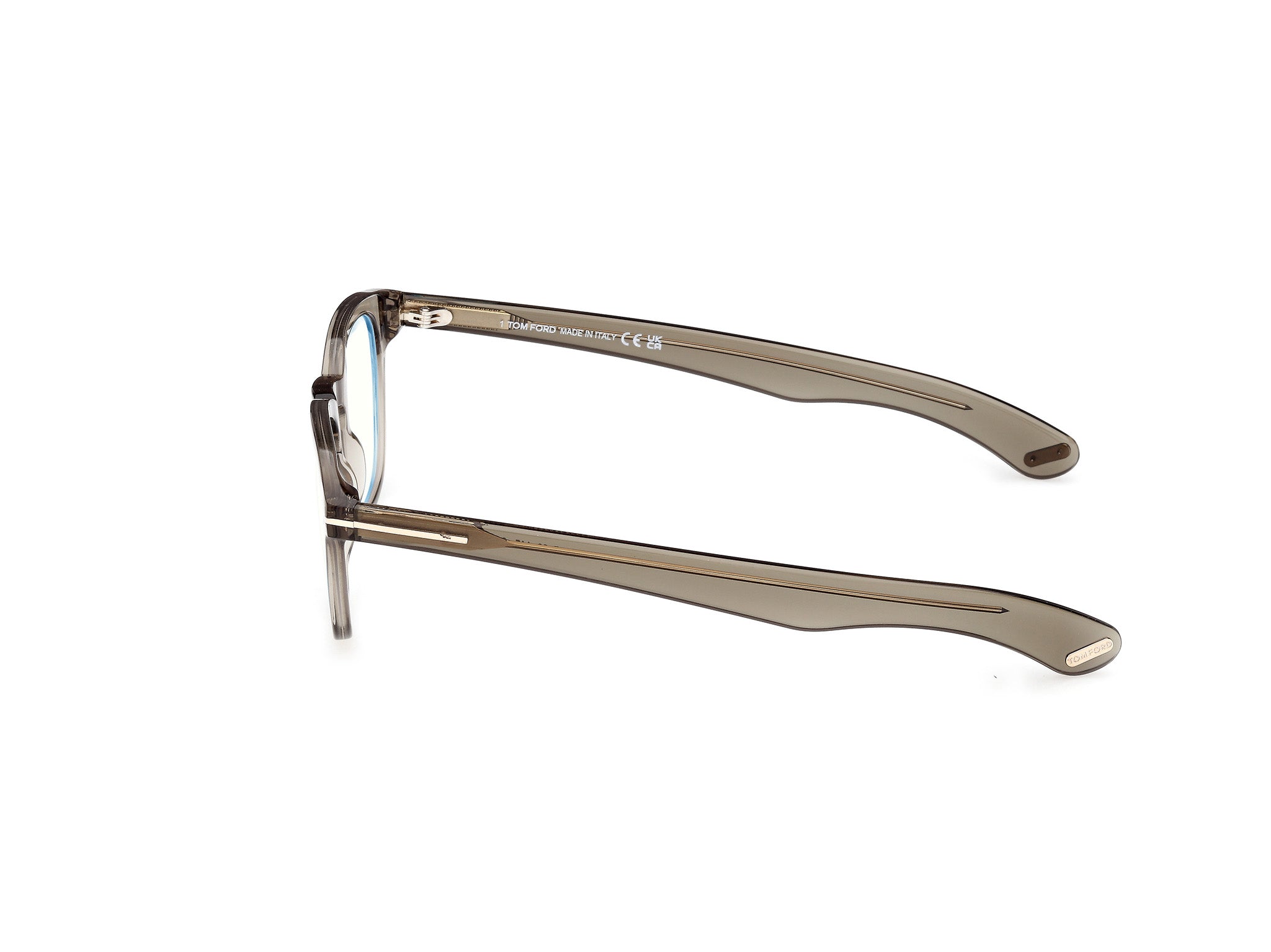 90 deg view of Tom Ford FT5976 1#color_transparent light green