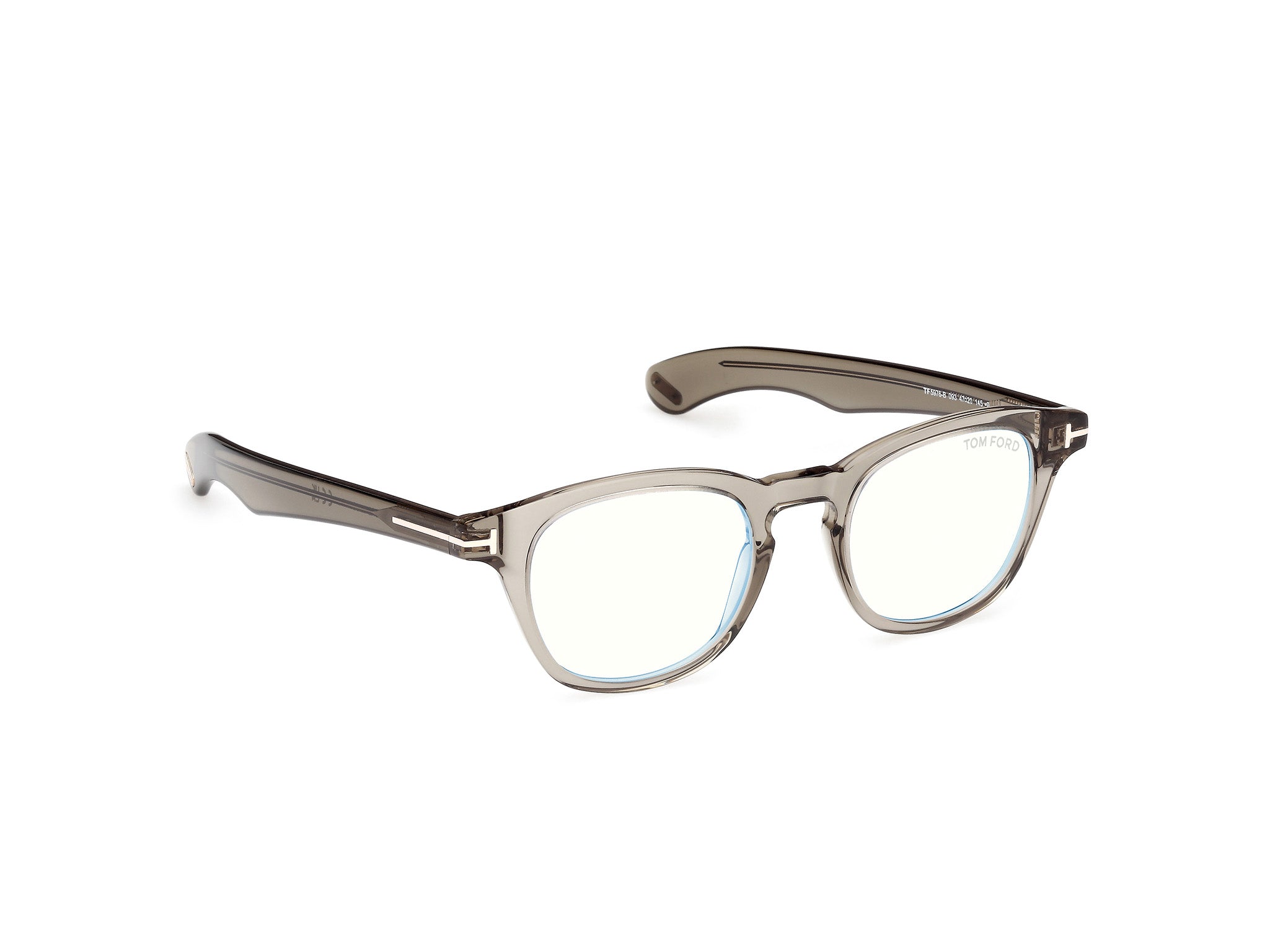 Side Front view of Tom Ford FT5976 1#color_transparent light green