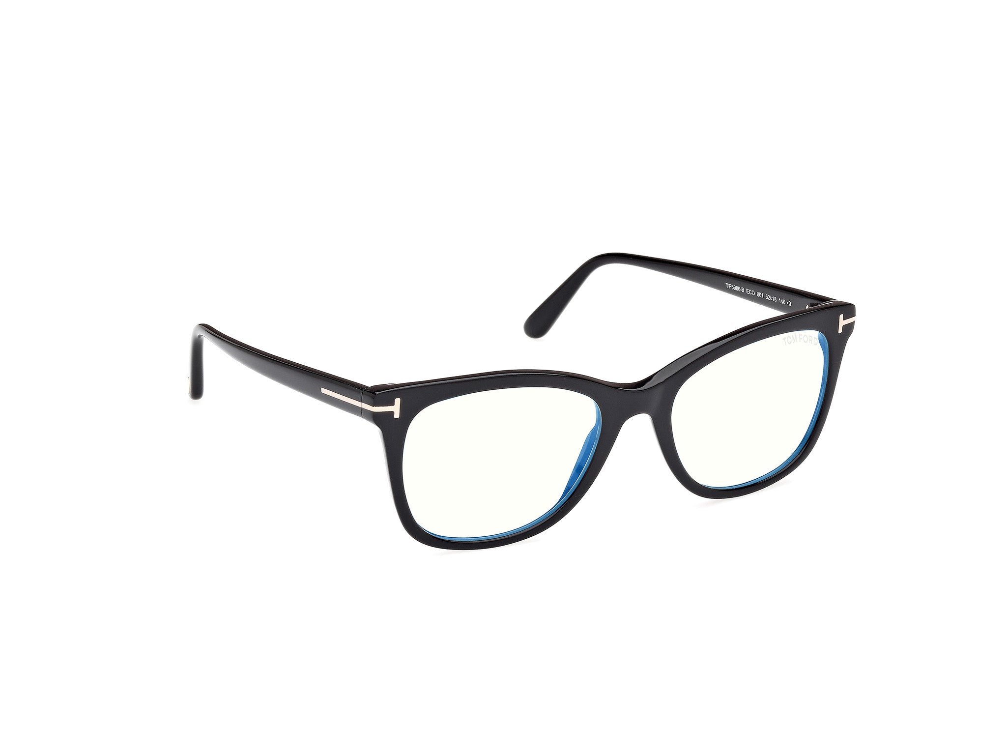 Side Front view of Tom Ford FT5986 1#color_shiny black