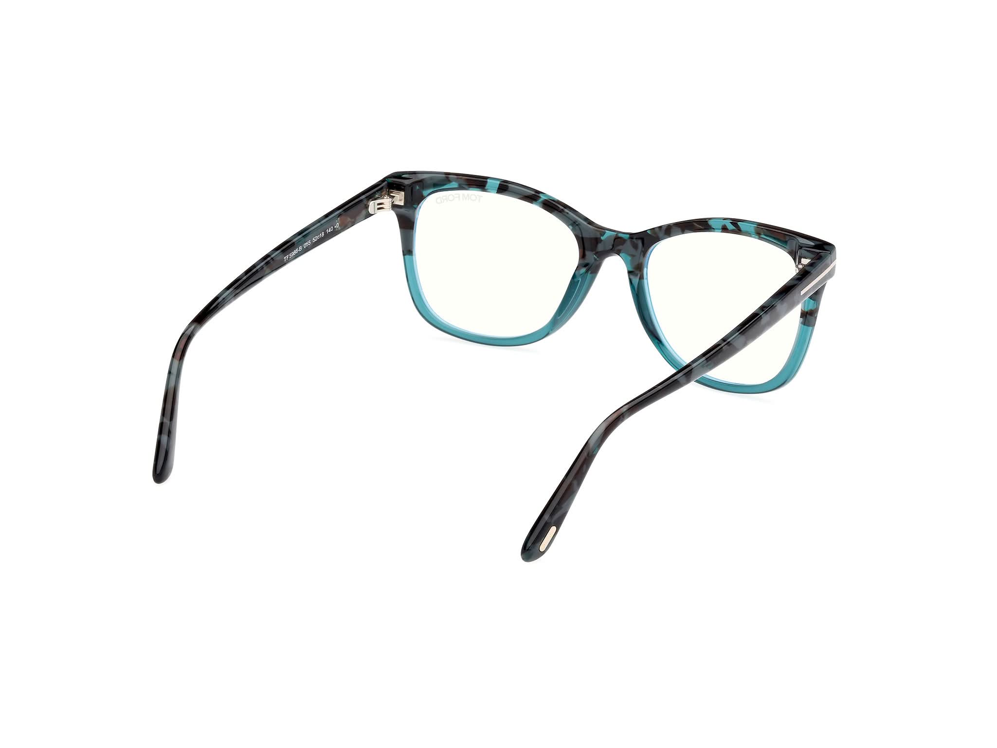 Diagnoal Side view of Tom Ford FT5986 1#color_blue havana