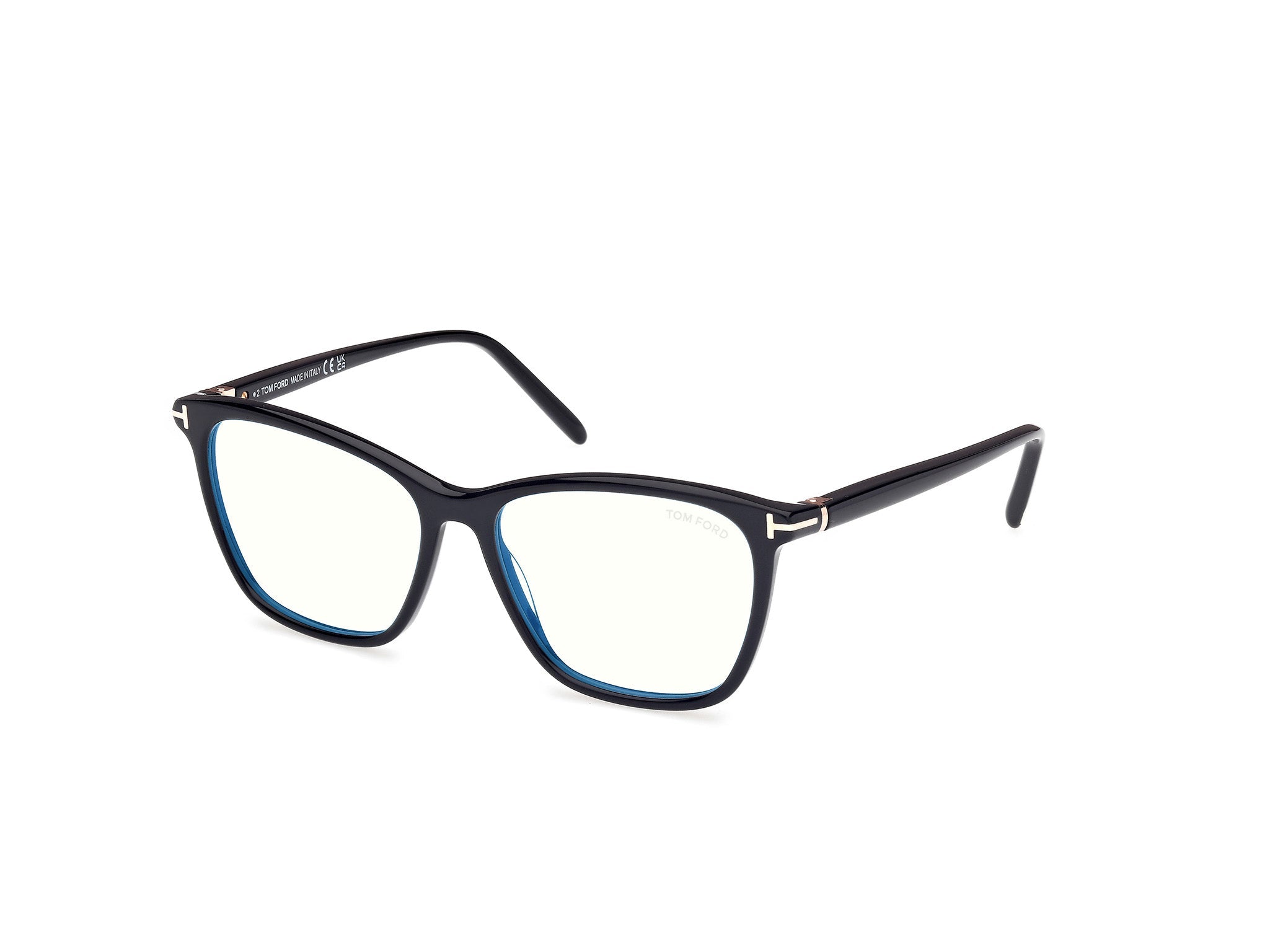 Side Front view of Tom Ford FT5986 1#color_shiny black