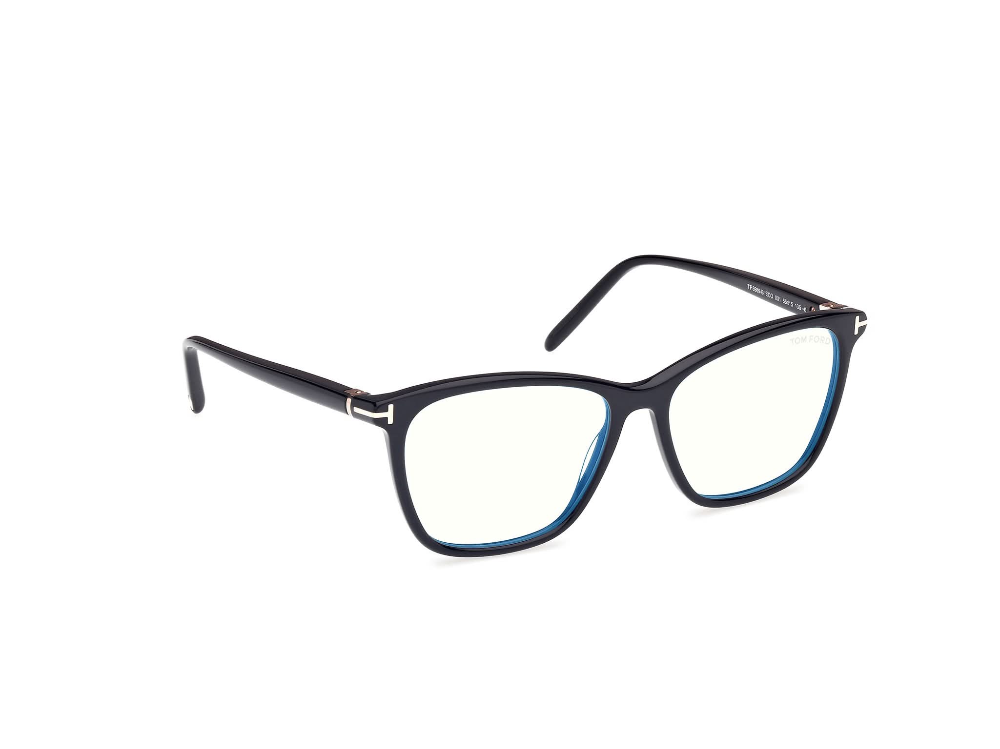 Diagnoal Side view of Tom Ford FT5986 1#color_shiny black