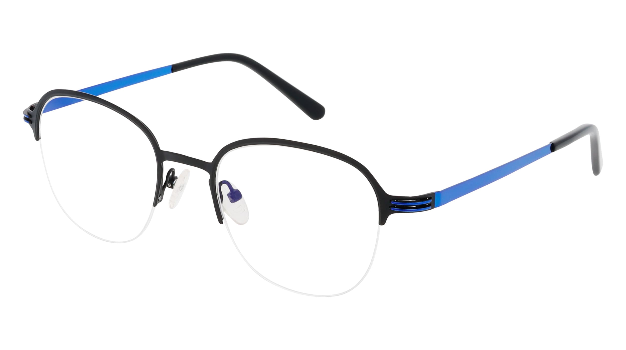 Angled view of Duncan and Todd frame ID3335121C1-matte-black-blue#color_matte black blue